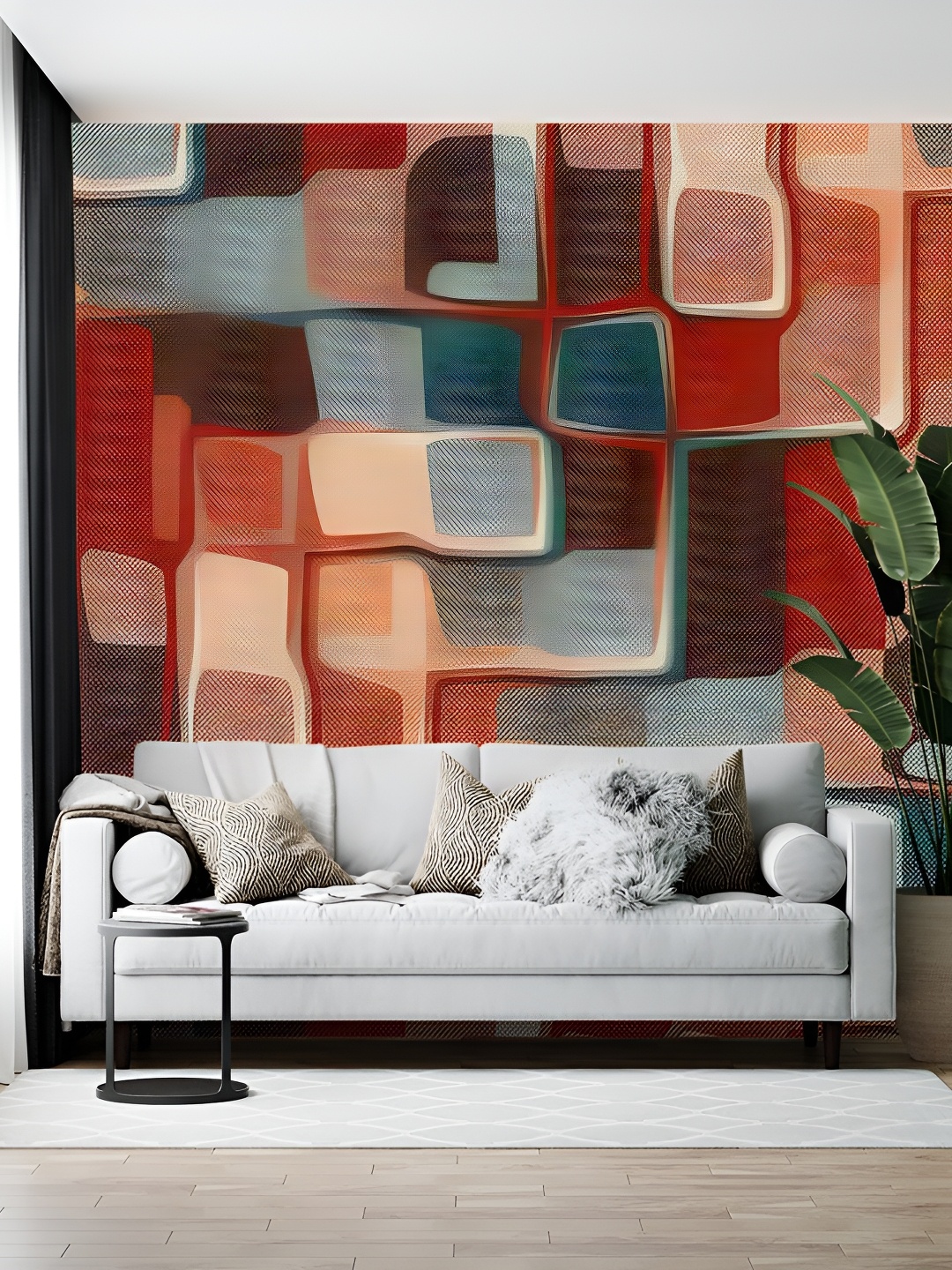 

British Terminal Brown, Beige & Blue Abstract Printed Self-Adhesive Wallpaper