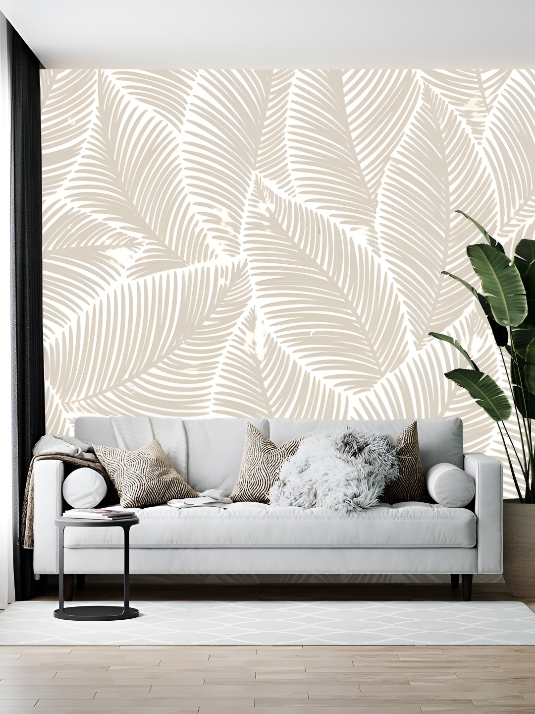 

British Terminal White & Beige Abstract Printed Wallpaper