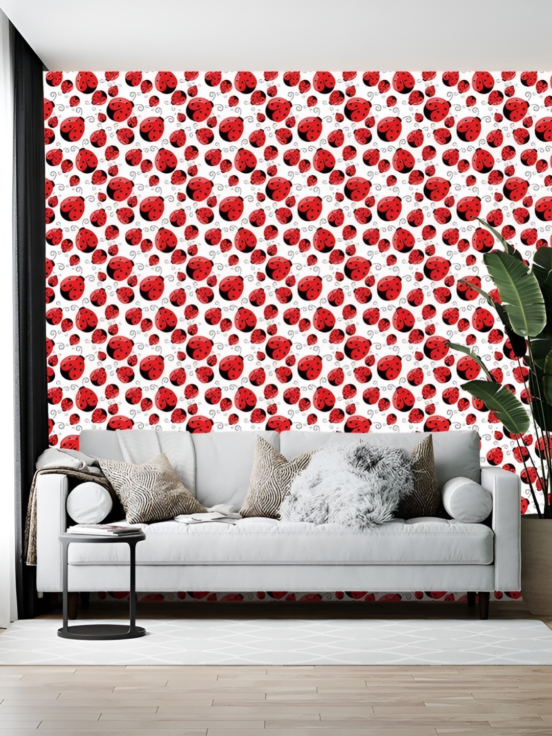 

British Terminal White & Red Abstract Printed Self Adhesive Wallpaper