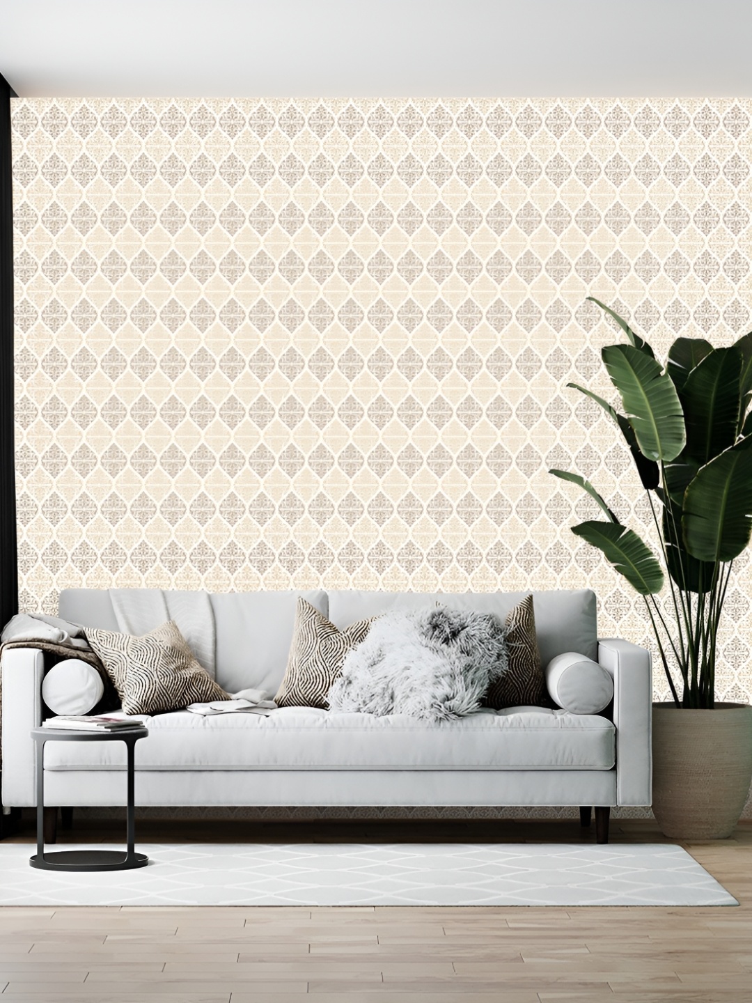 

British Terminal White & Brown Abstract Printed Wallpaper