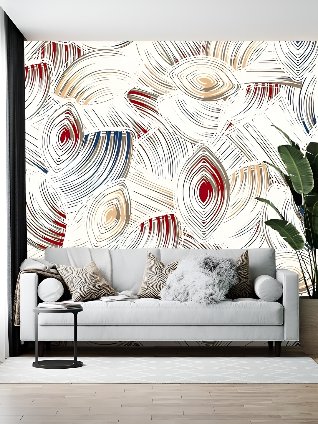 

British Terminal White & Red Abstract Printed Wallpaper