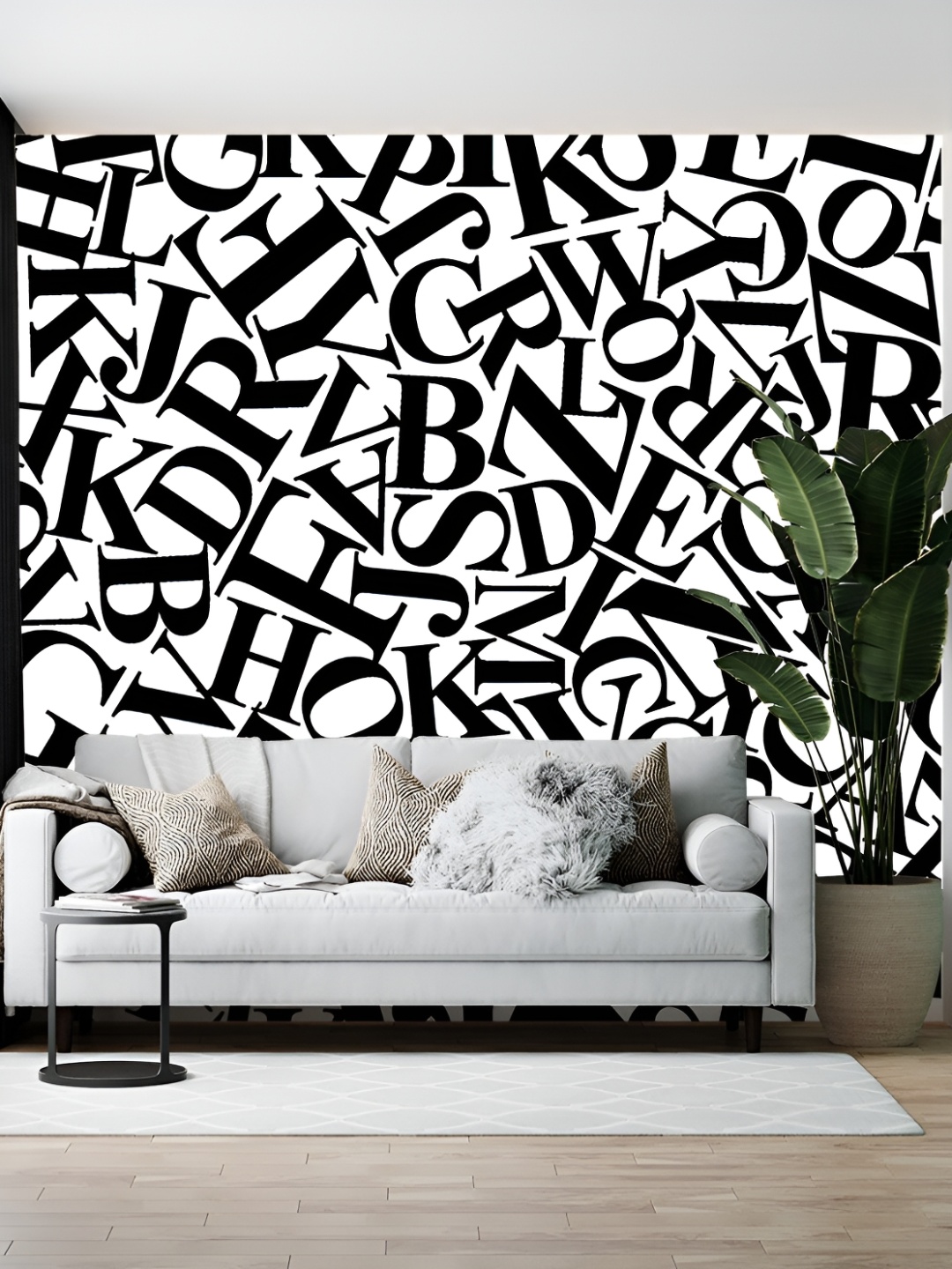 

British Terminal White & Black Abstract Printed Wallpaper