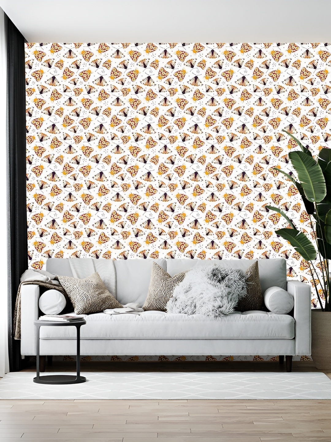 

British Terminal White & Yellow Abstract Printed Self-Adhesive Water-Resistant Wallpaper