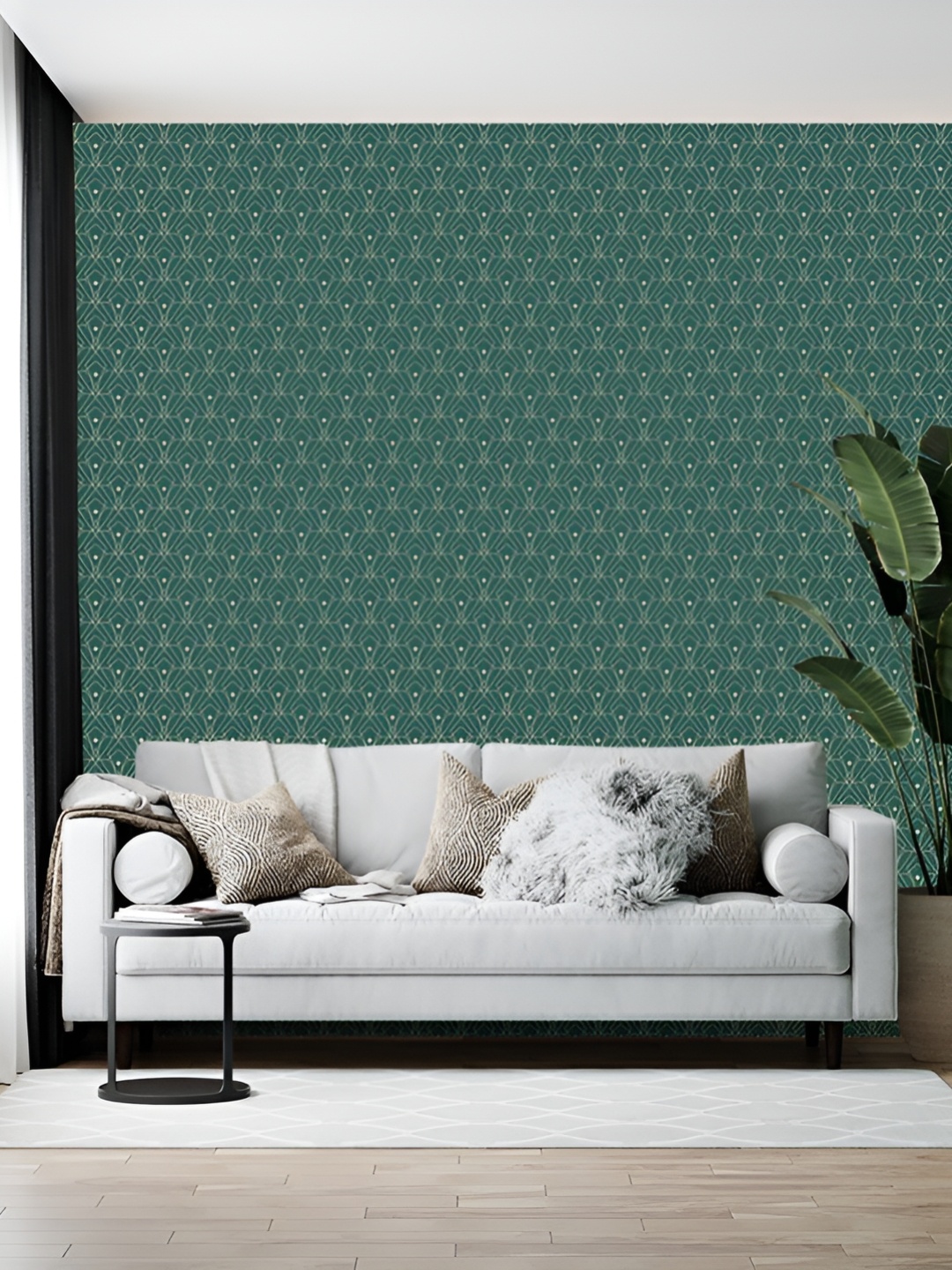 

British Terminal Green Geometric Printed Self-Adhesive Wallpaper