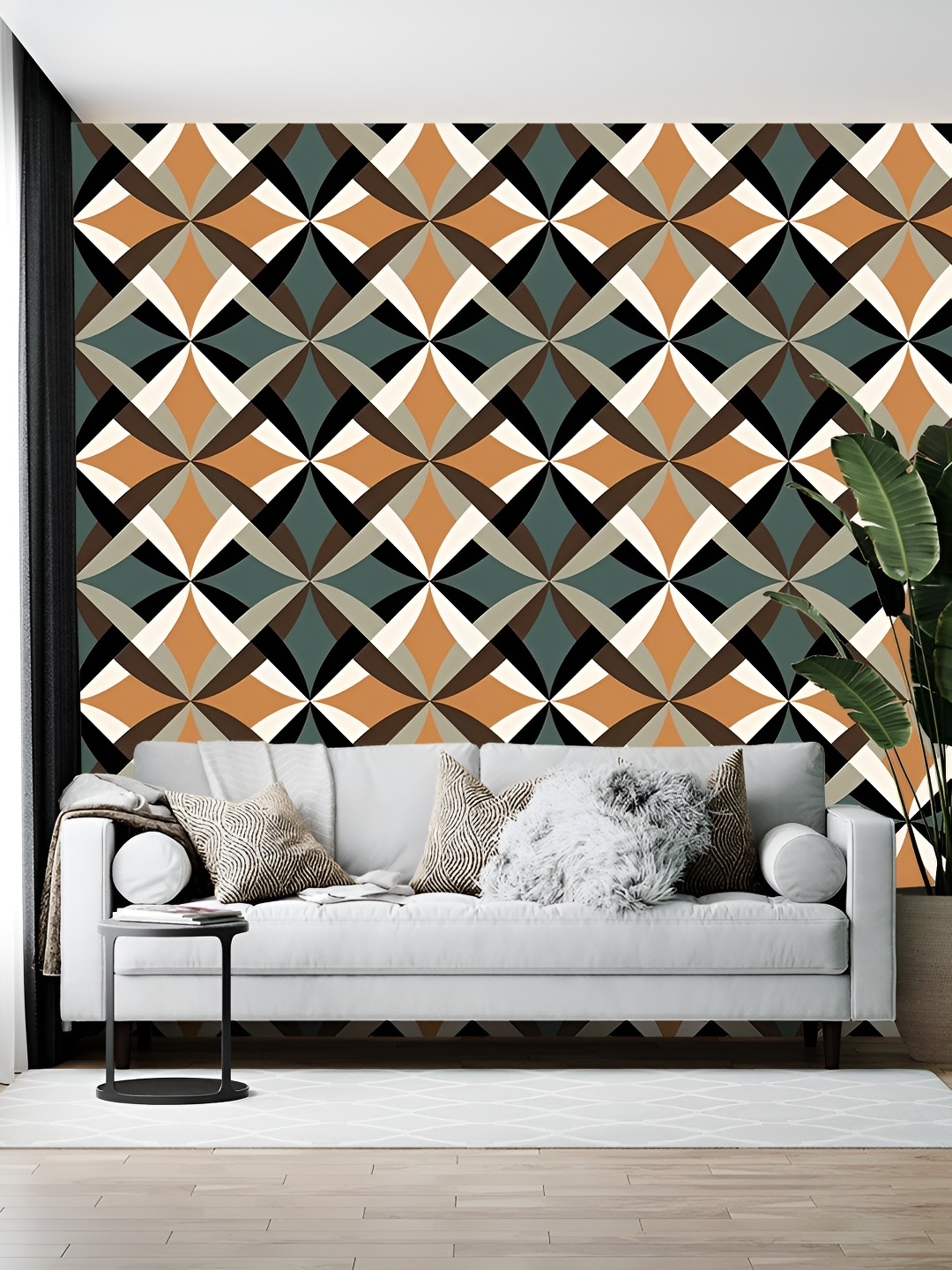 

British Terminal White & Brown Abstract Printed Wallpaper