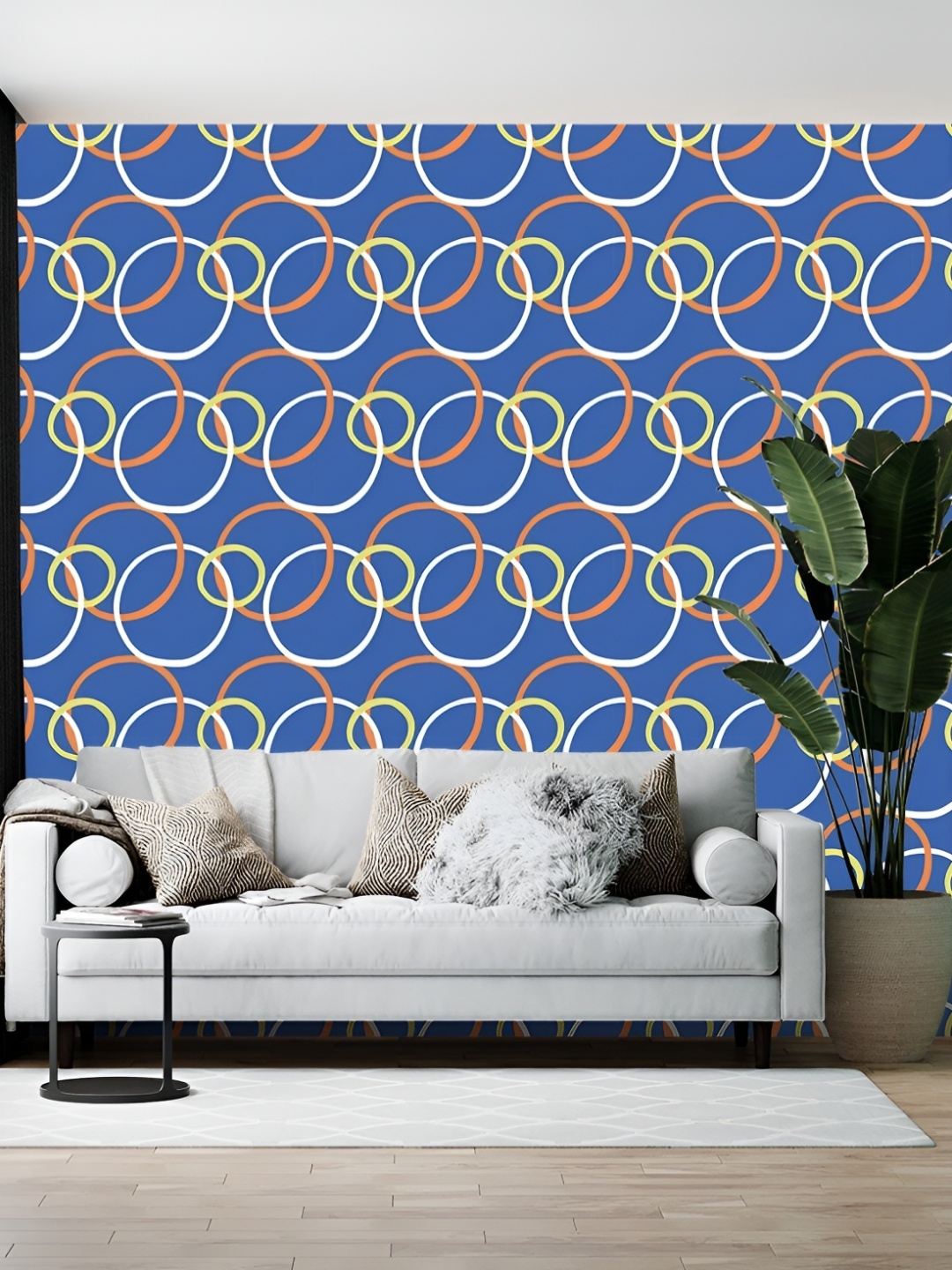 

British Terminal Blue & White Abstract Printed Self Adhesive Wall Sticker
