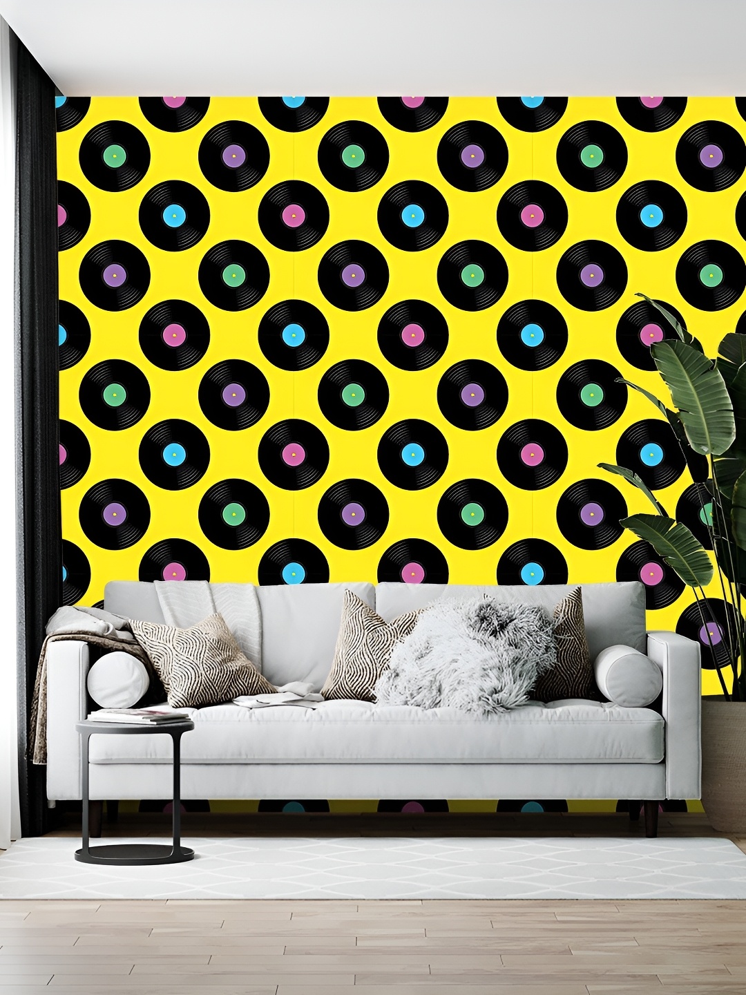

British Terminal Yellow & Black Printed Self-Adhesive Wallpaper