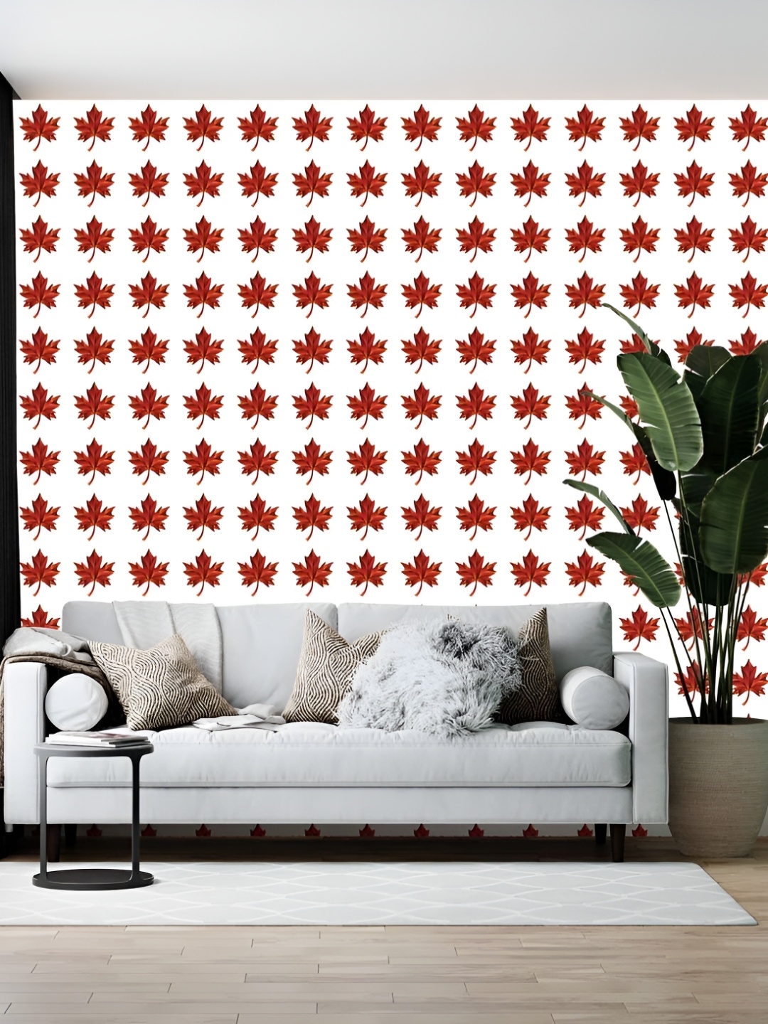 

British Terminal White & Red Abstract Printed Wallpaper