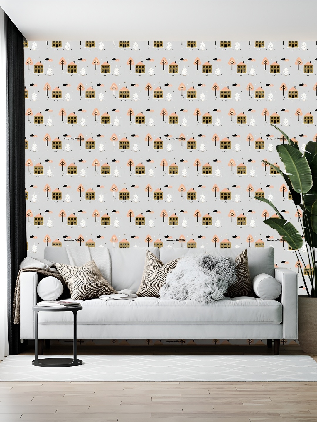 

British Terminal Pink & Grey Conversational Printed Self-Adhesive Wallpaper