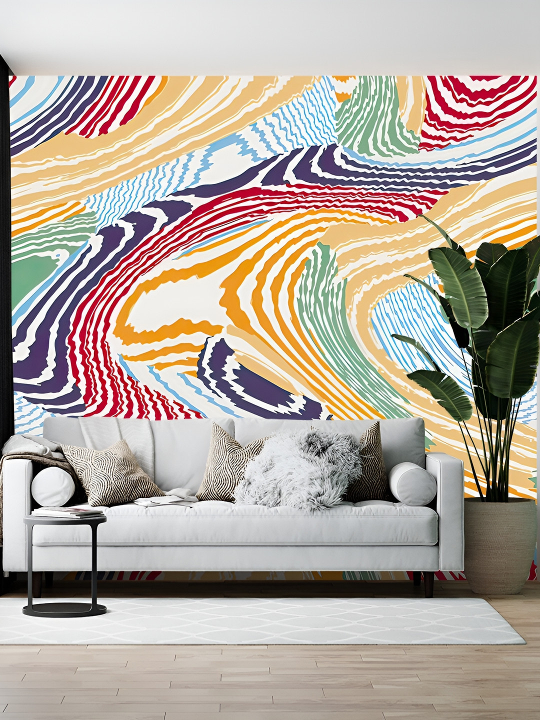 

British Terminal White & Red Abstract Printed Wallpaper
