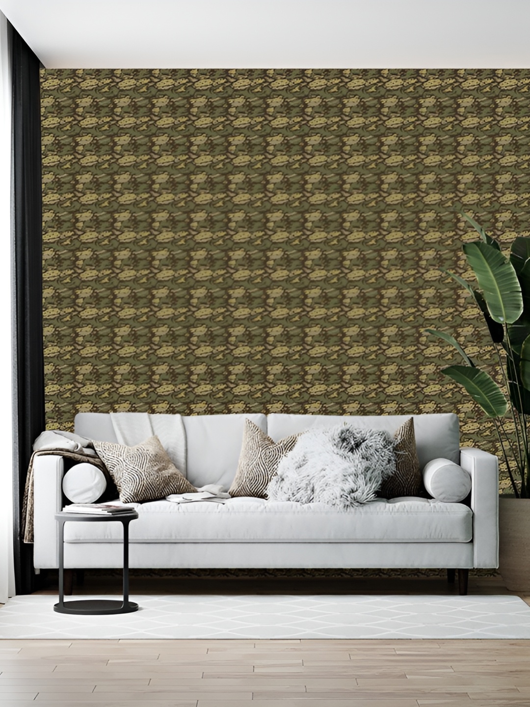 

British Terminal Green & Brown Abstract Printed Wallpaper