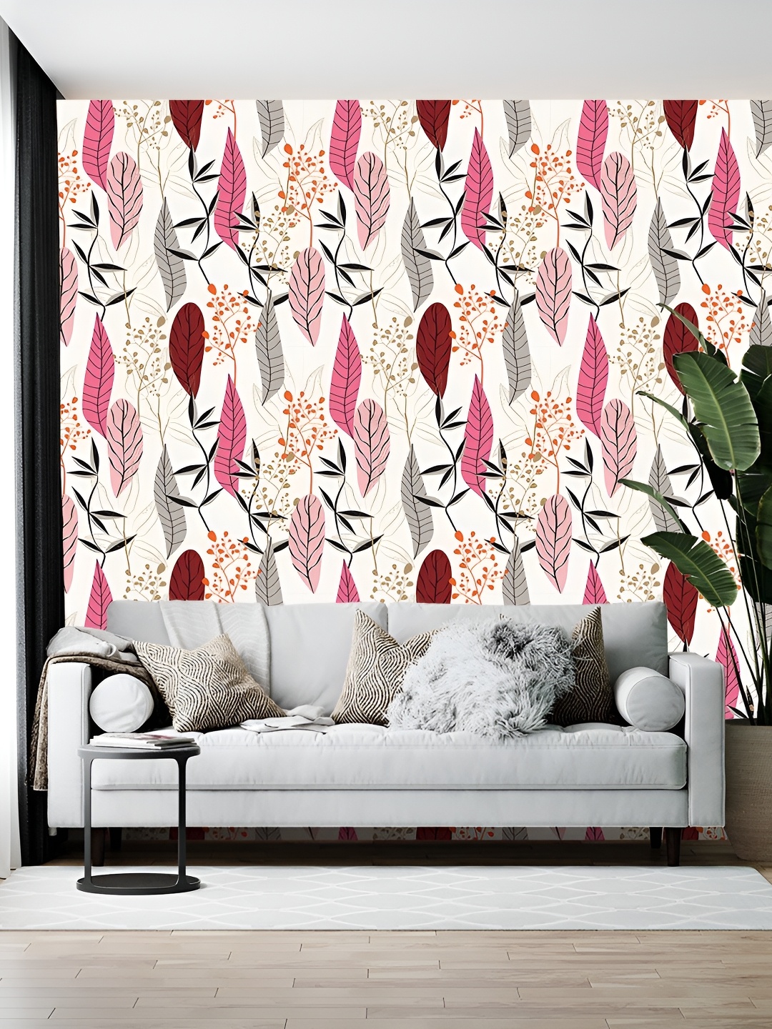 

British Terminal Pink & White Floral Printed Self-Adhesive Wall Sticker