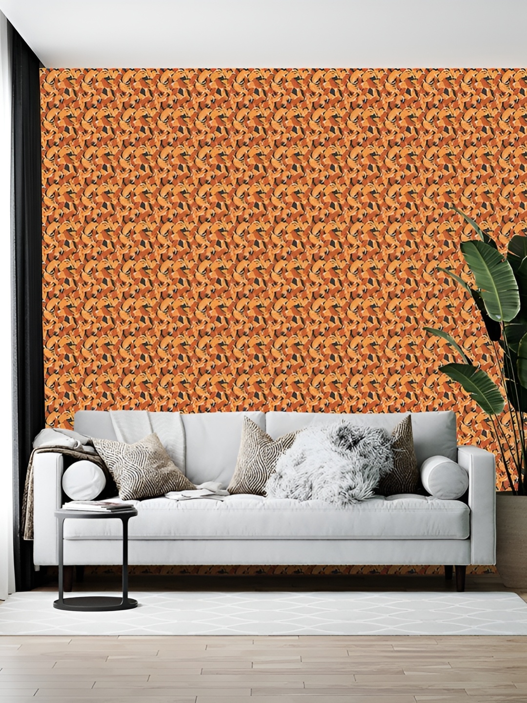 

British Terminal Orange & Grey Printed Self-Adhesive Water-Resistant Wallpaper