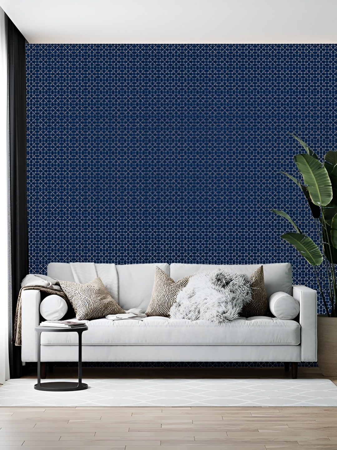 

British Terminal Navy Blue & White Printed Self Adhesive Wallpaper