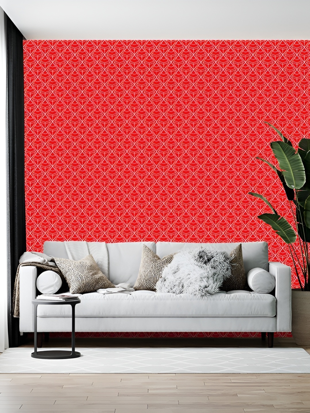 

British Terminal Red Geometric Printed Self Adhesive Wallpaper