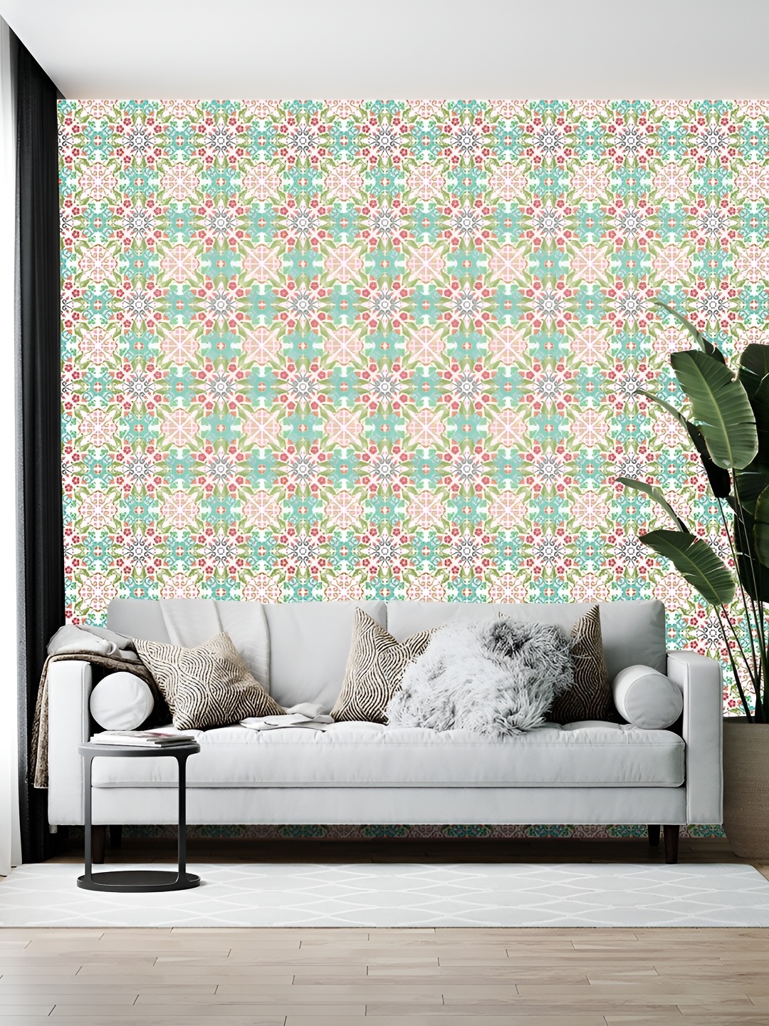 

British Terminal Gree & Blue Printed Multipurpose Use Vinyl Wallpaper, Green