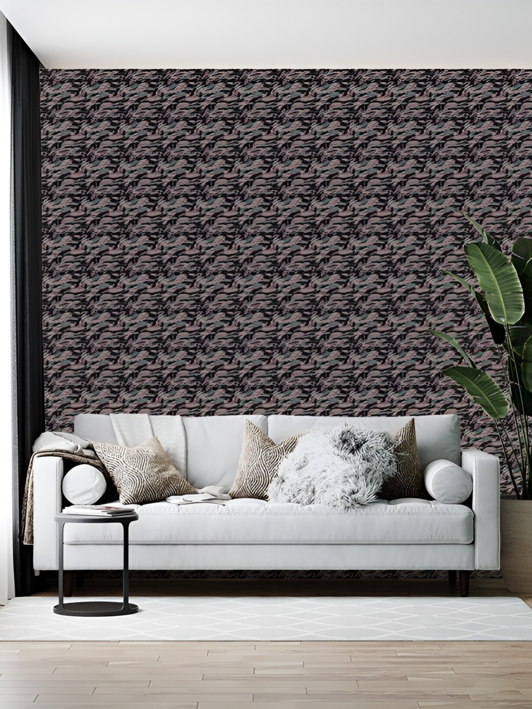 

British Terminal Dark Purple & Green Printed Multipurpose Wallpaper