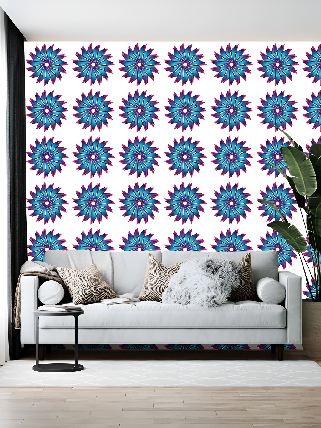 

British Terminal White & Blue Abstract Printed Self-Adhesive Wallpaper