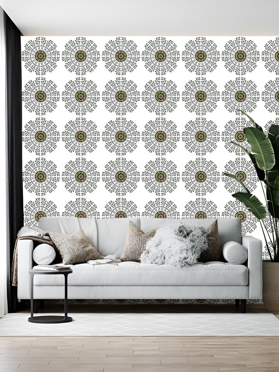 

British Terminal White & Green Printed Wallpaper