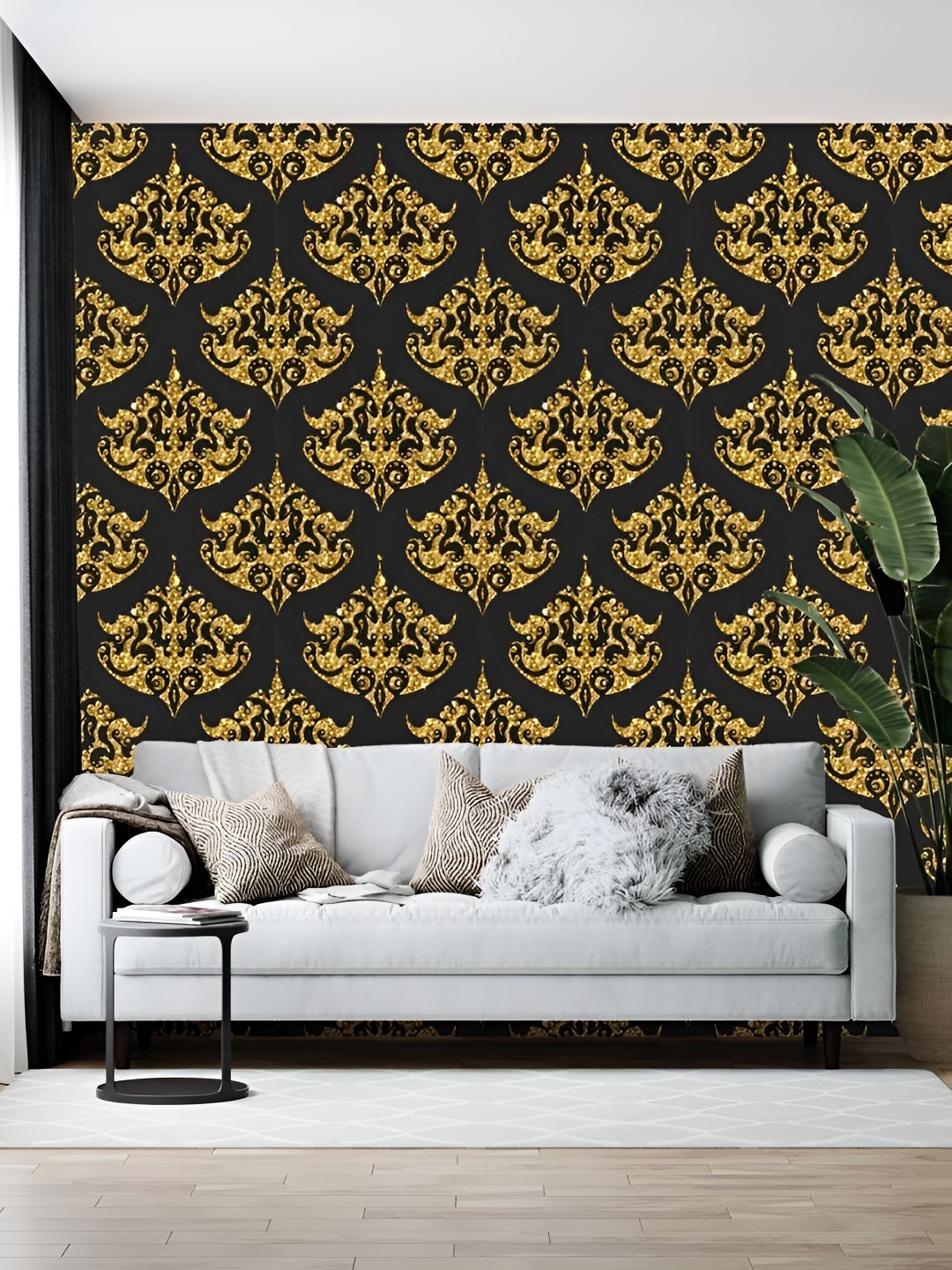 

British Terminal Yellow & Black Abstract Printed Wallpaper