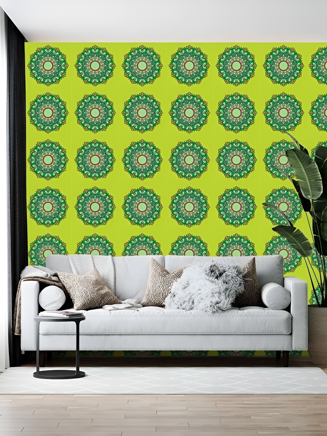 

British Terminal Green Ethnic Motif Printed Multipurpose Use Wallpaper