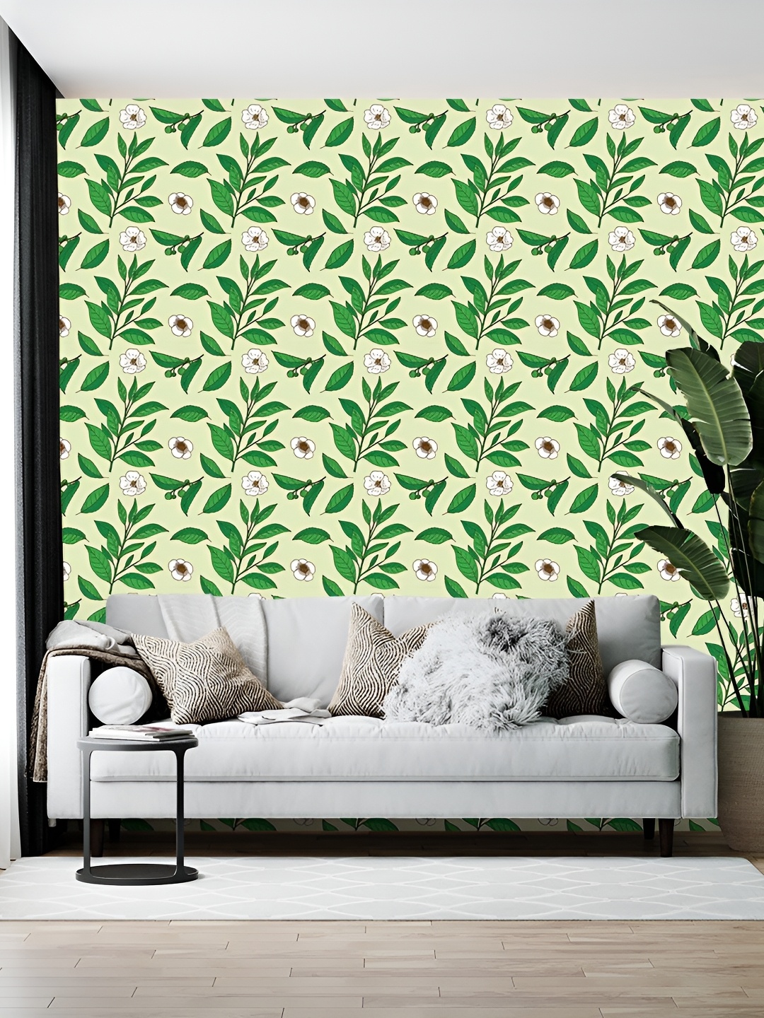 

British Terminal Green Floral Printed Self-Adhesive Wallpaper