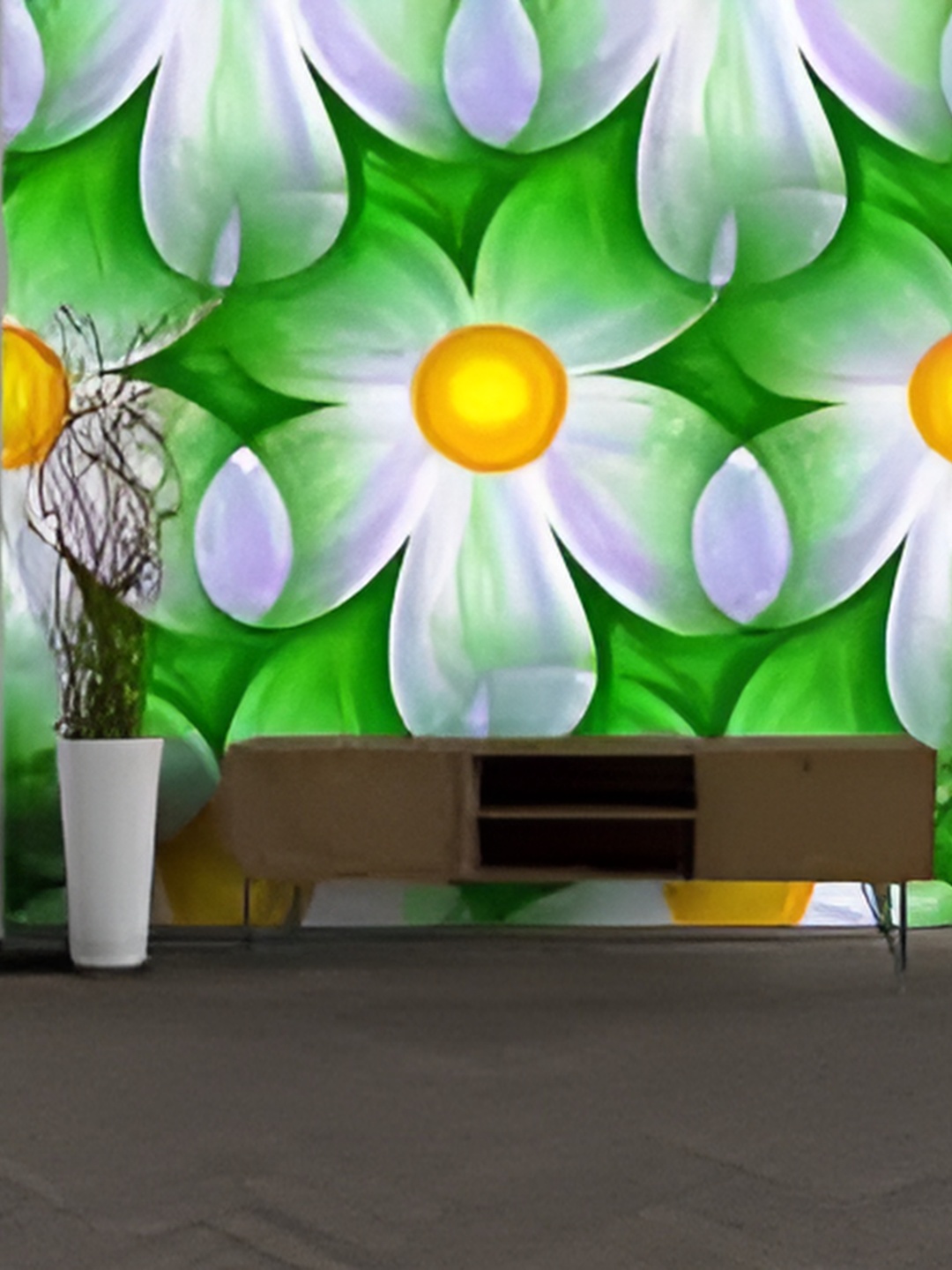 

British Terminal Green & Purple Floral Printed Self-Adhesive Wallpaper