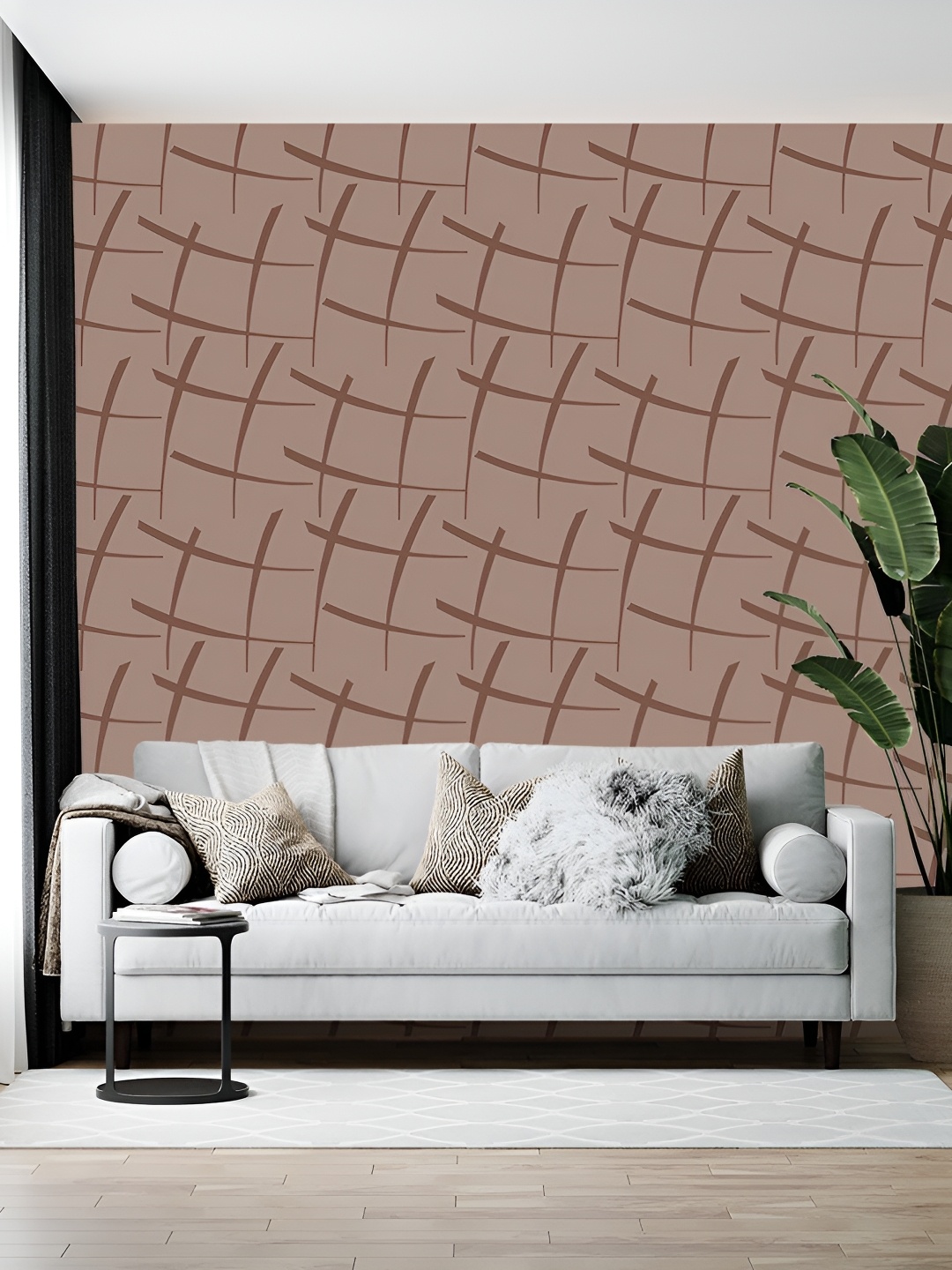 

British Terminal Brown Abstract Printed Self Adhesive Wall Sticker