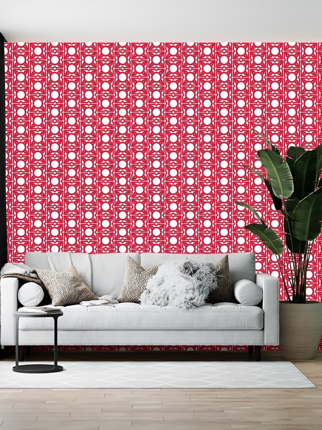 

British Terminal Pink & White Geometric Printed Self-Adhesive Wallpaper