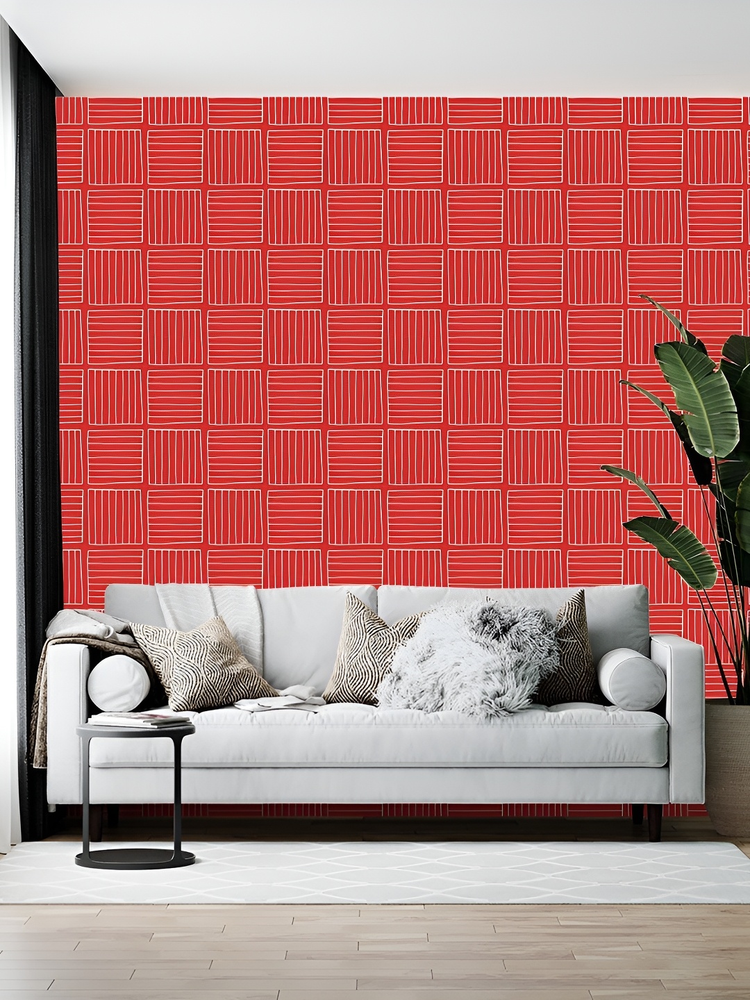 

British Terminal Red Printed Self-Adhesive Wallpaper