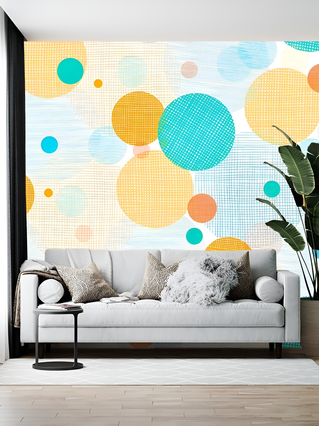 

British Terminal White & Yellow Abstract Printed Wallpaper