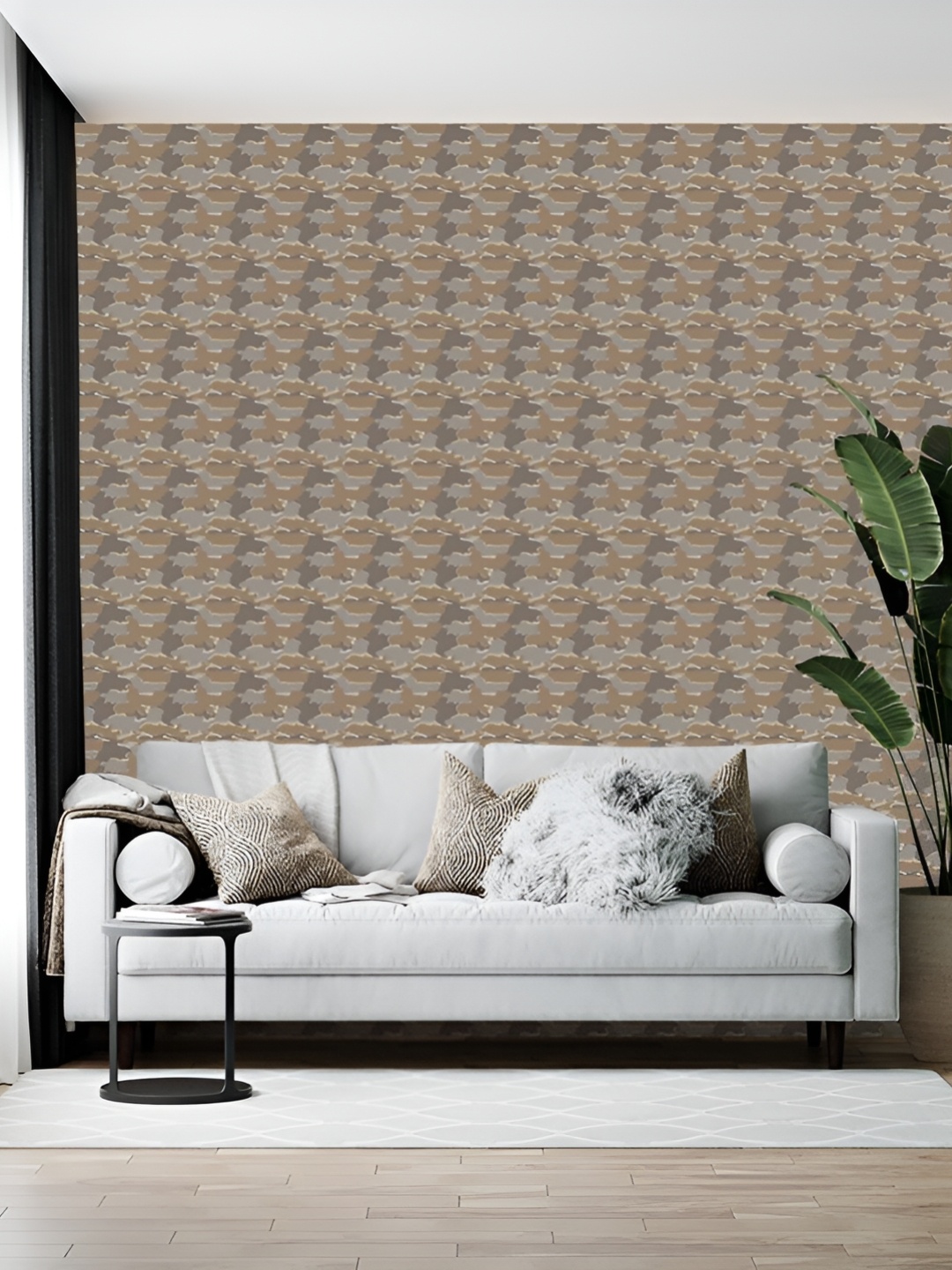 

British Terminal Brown & Beige Abstract Printed Wallpaper