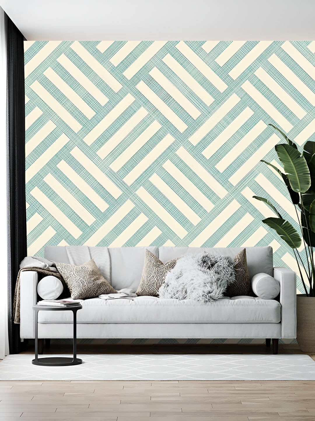 

British Terminal Cream & Blue Abstract Printed Self-Adhesive Wallpaper
