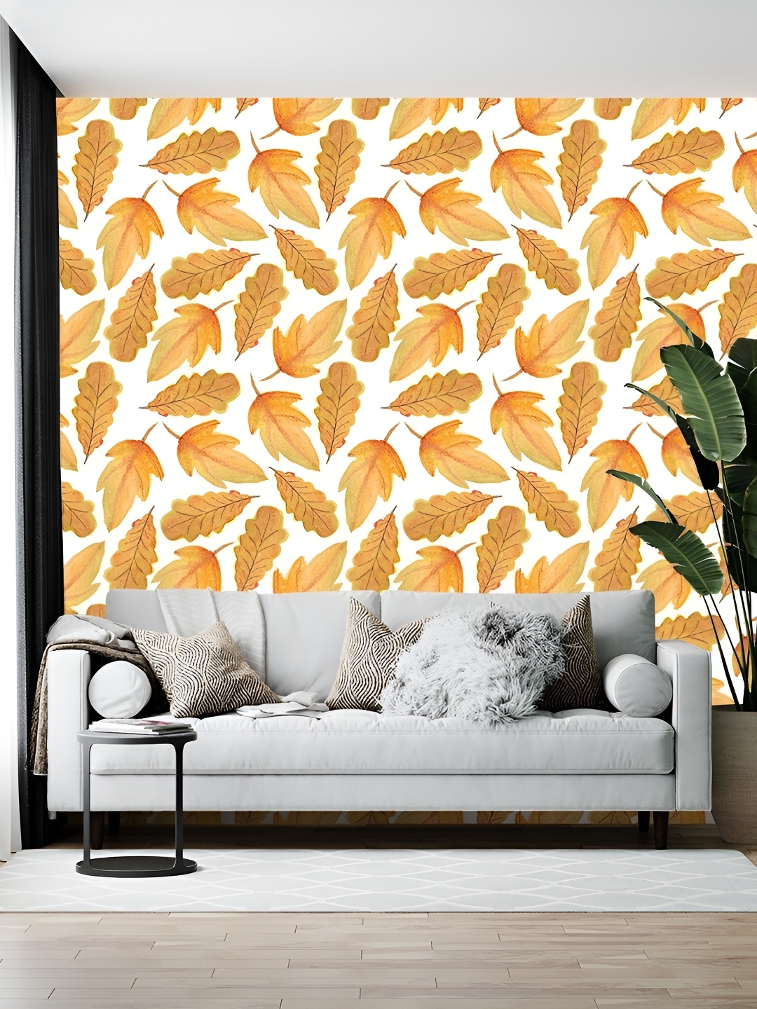 

British Terminal White & Orange Floral Printed Self-Adhesive Wallpaper