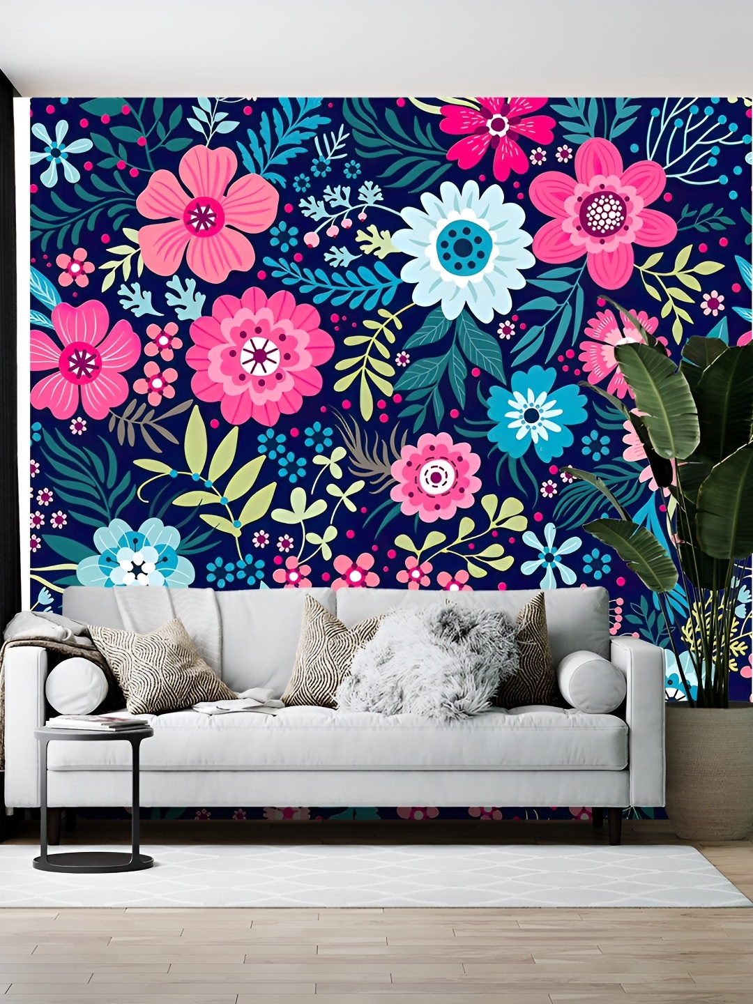 

British Terminal Pink & Blue Floral and Botanical Printed Self-Adhesive Wall Sticker