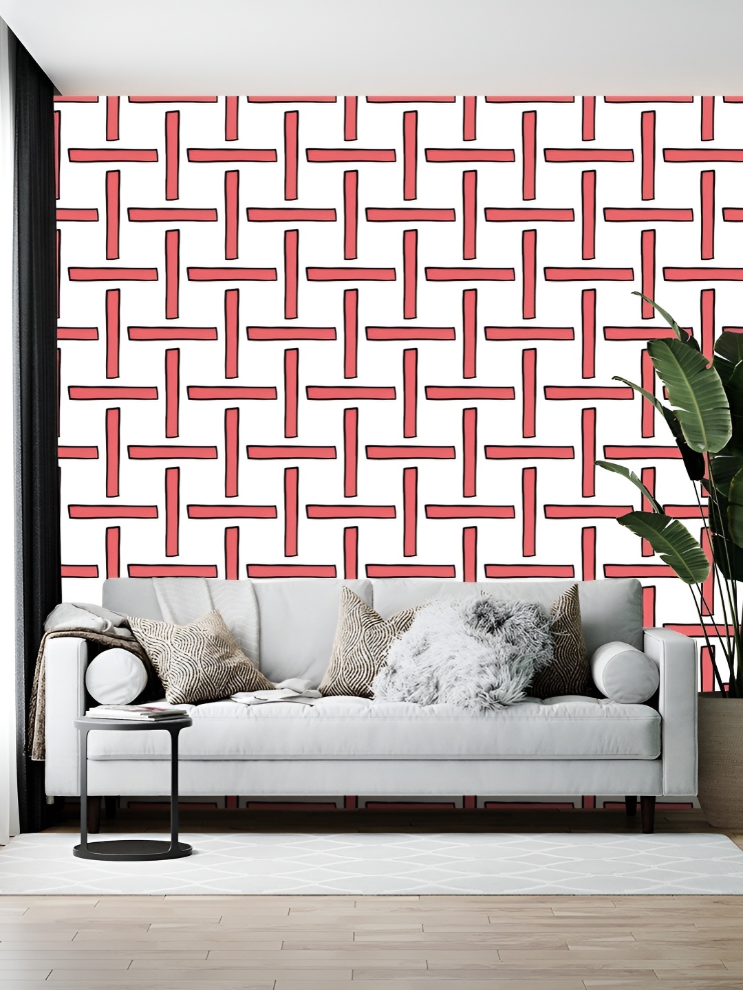 

British Terminal White & Peach-Colored Abstract Printed Self-Adhesive Wallpaper