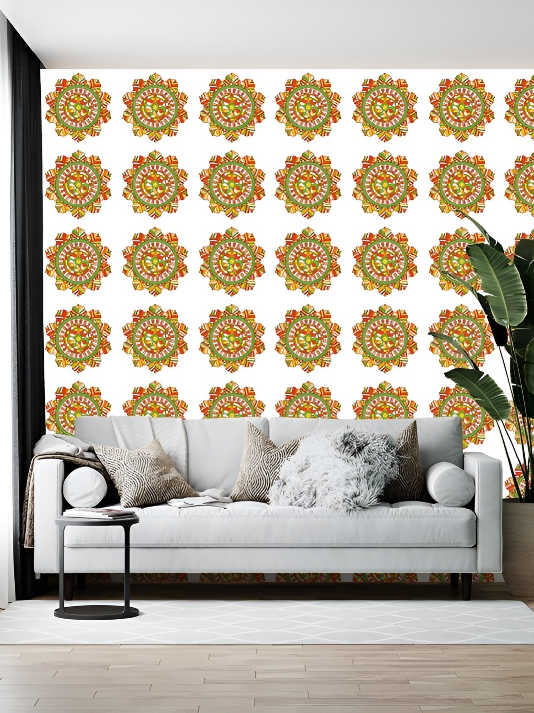 

British Terminal White & Yellow Abstract Printed Wallpaper