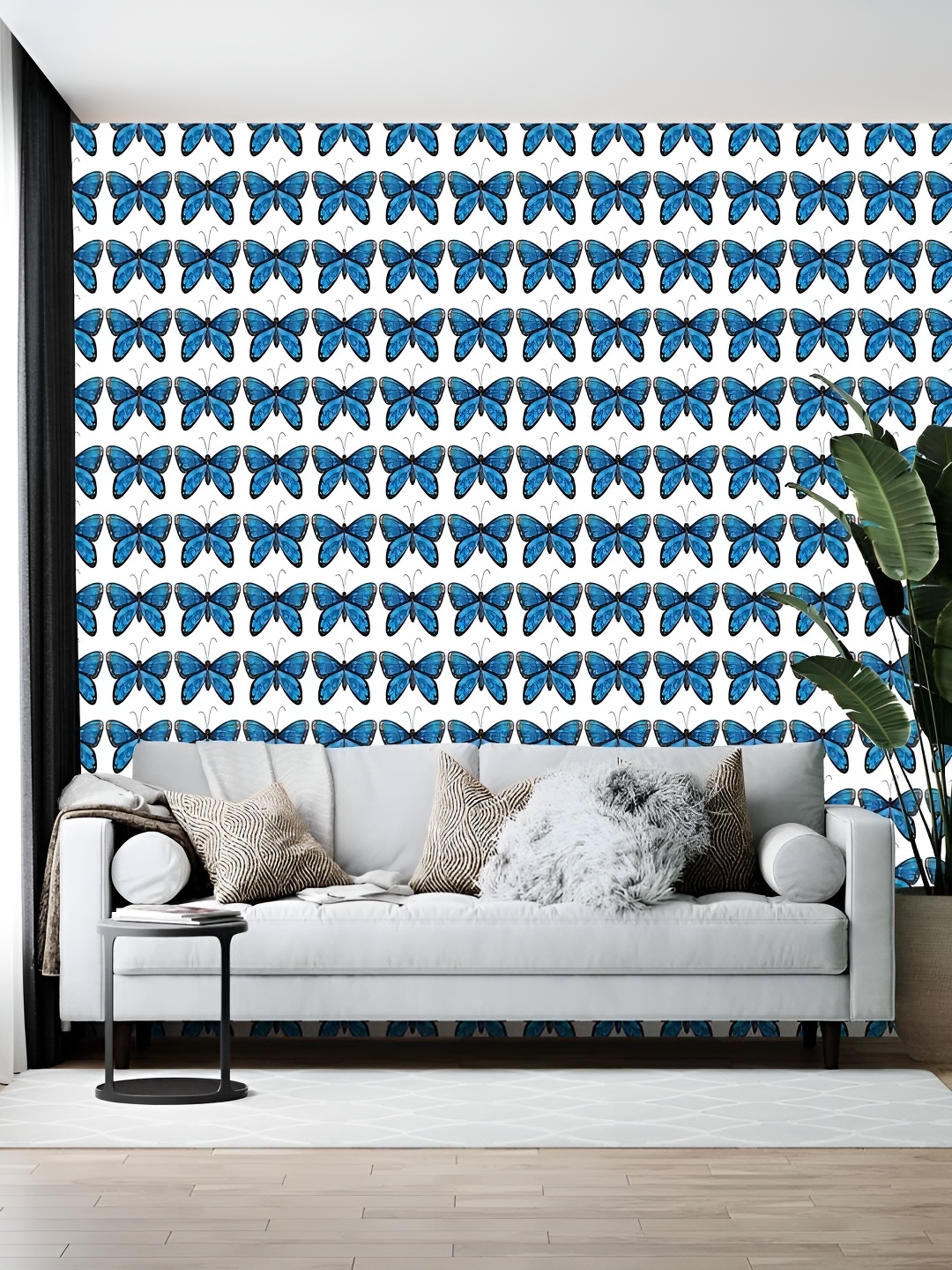 

British Terminal White & Blue Printed Self-Adhesive Wallpaper