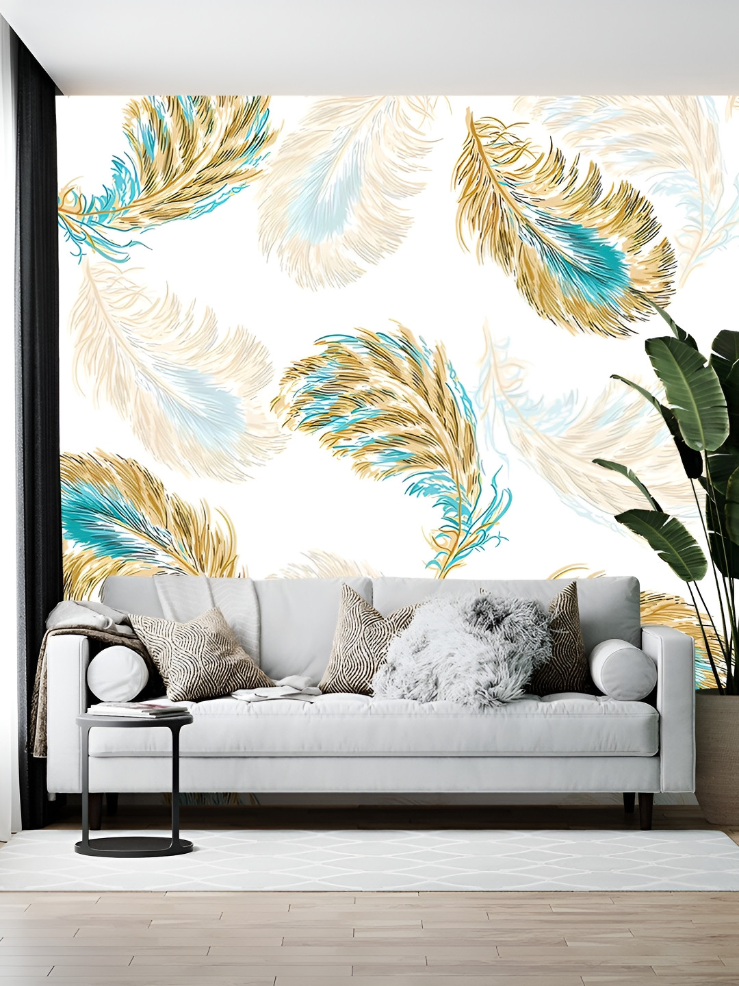 

British Terminal Blue & White Floral Printed Self-Adhesive Wall Sticker