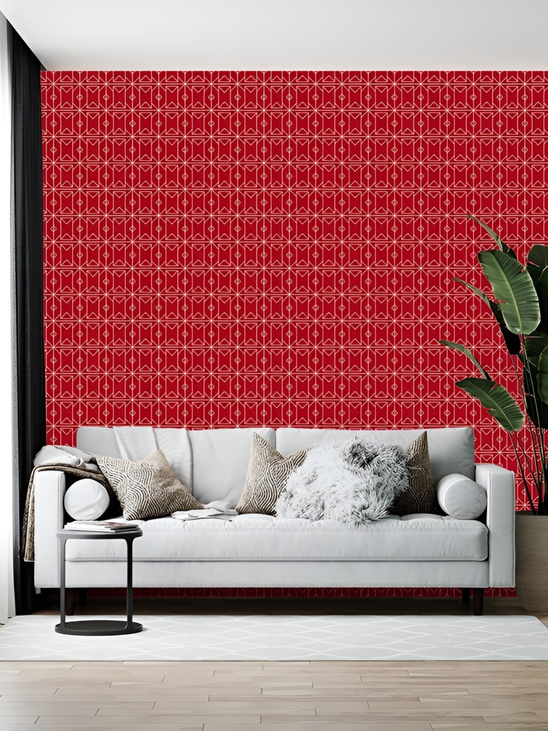 

British Terminal Red & Yellow Abstract Printed Wallpaper