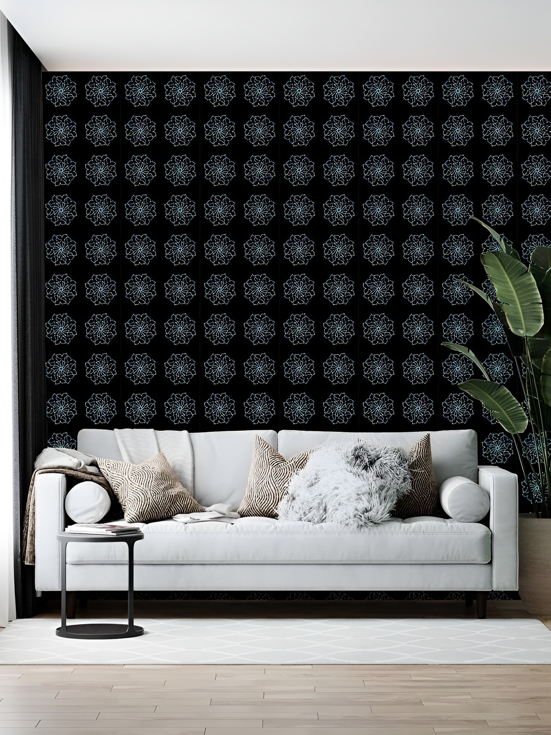 

British Terminal Black & Blue Abstract Printed Wallpaper