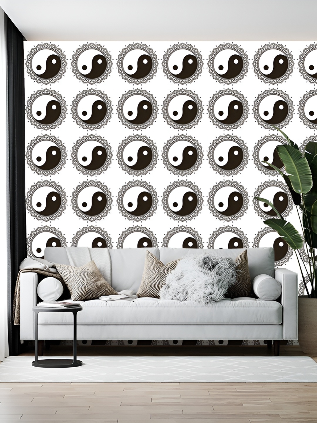 

British Terminal White & Black Abstract Printed Wallpaper