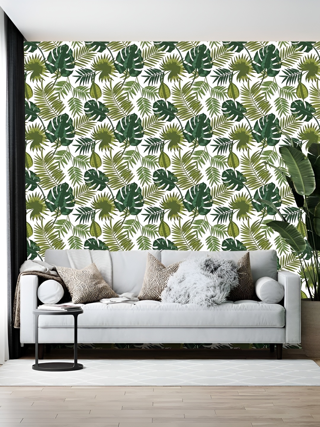 

British Terminal White & Green Abstract Printed Wallpaper