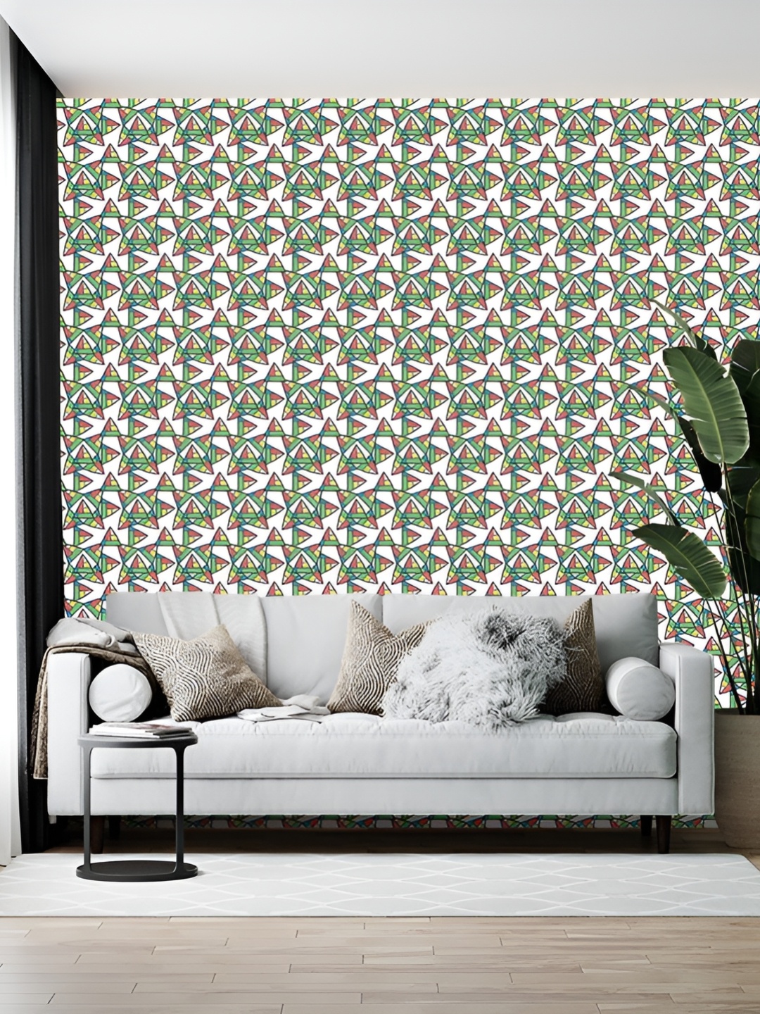 

British Terminal White & Green Abstract Printed Wallpaper