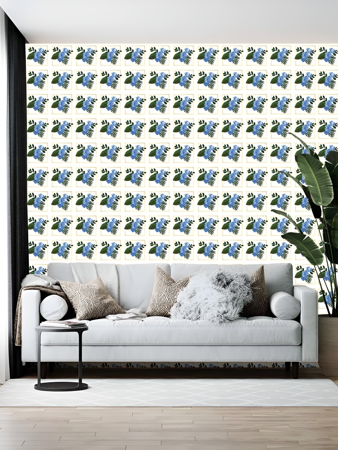 

British Terminal White & Blue Abstract Printed Self-Adhesive Wallpaper