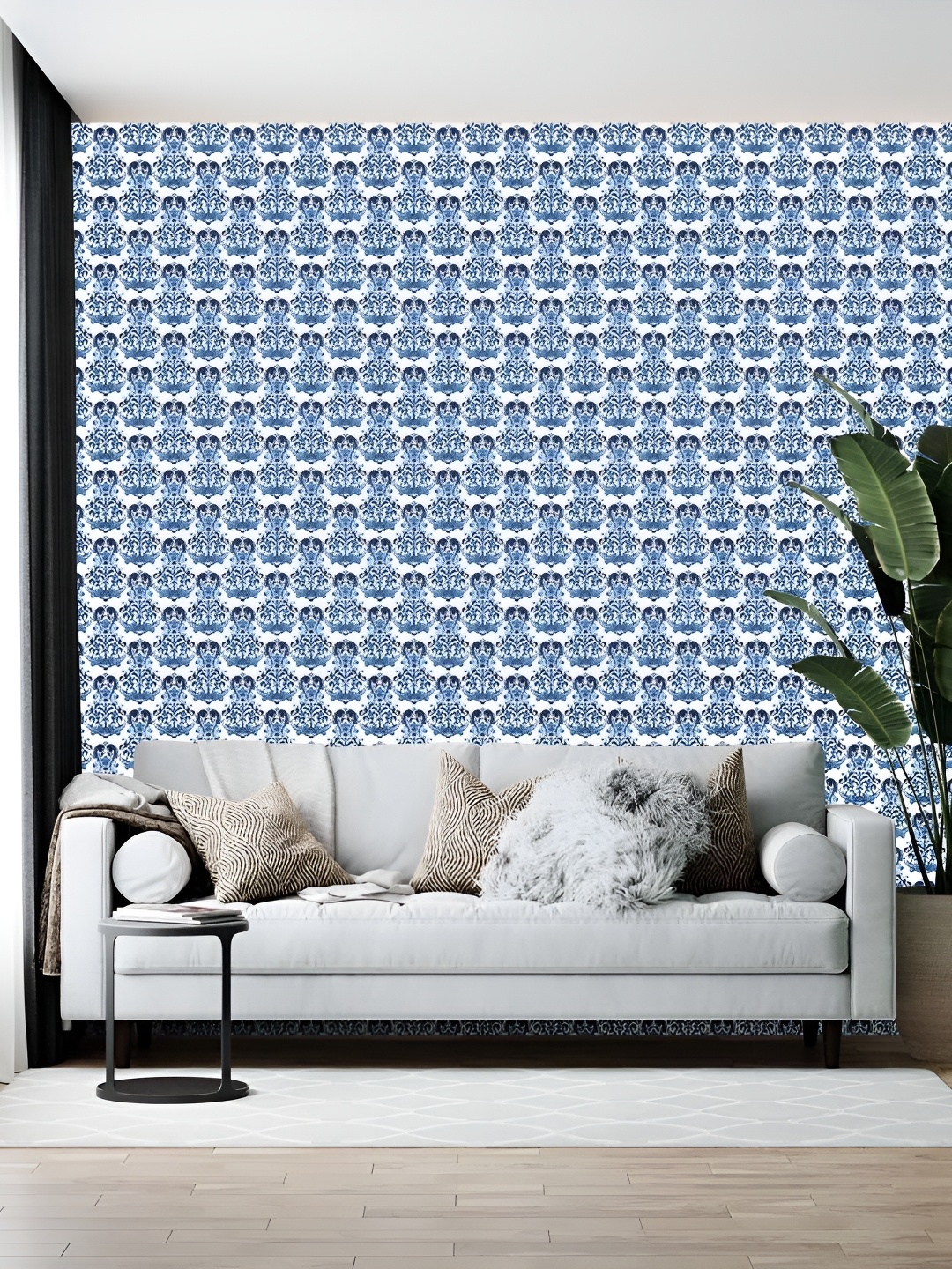 

British Terminal White & Blue Abstract Printed Self-Adhesive Wallpaper