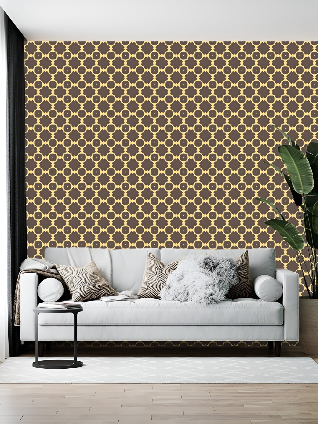 

British Terminal Brown & Yellow Printed Self-Adhesive Wall Paper