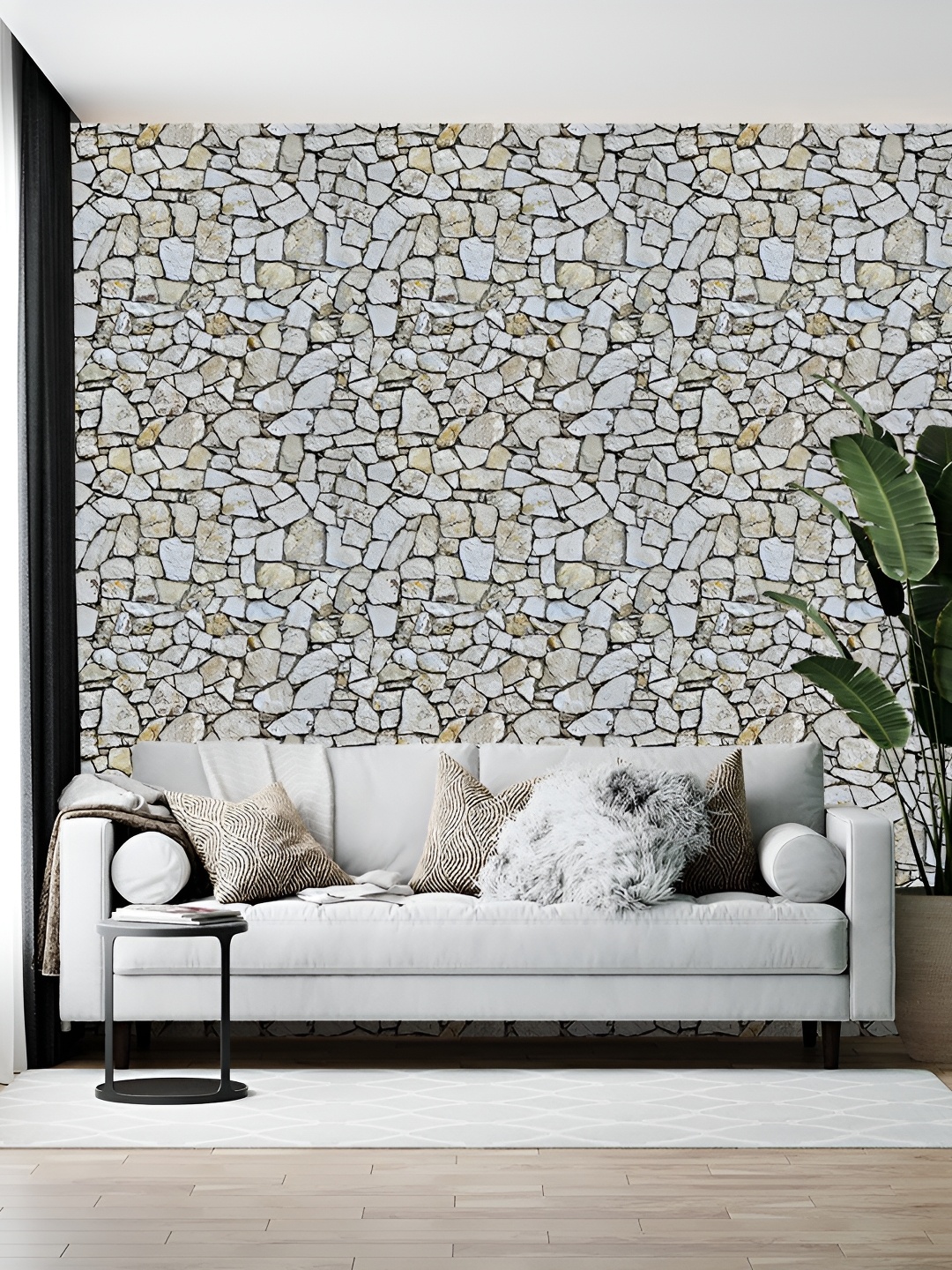 

British Terminal Black Abstract Printed Wall Paper, White