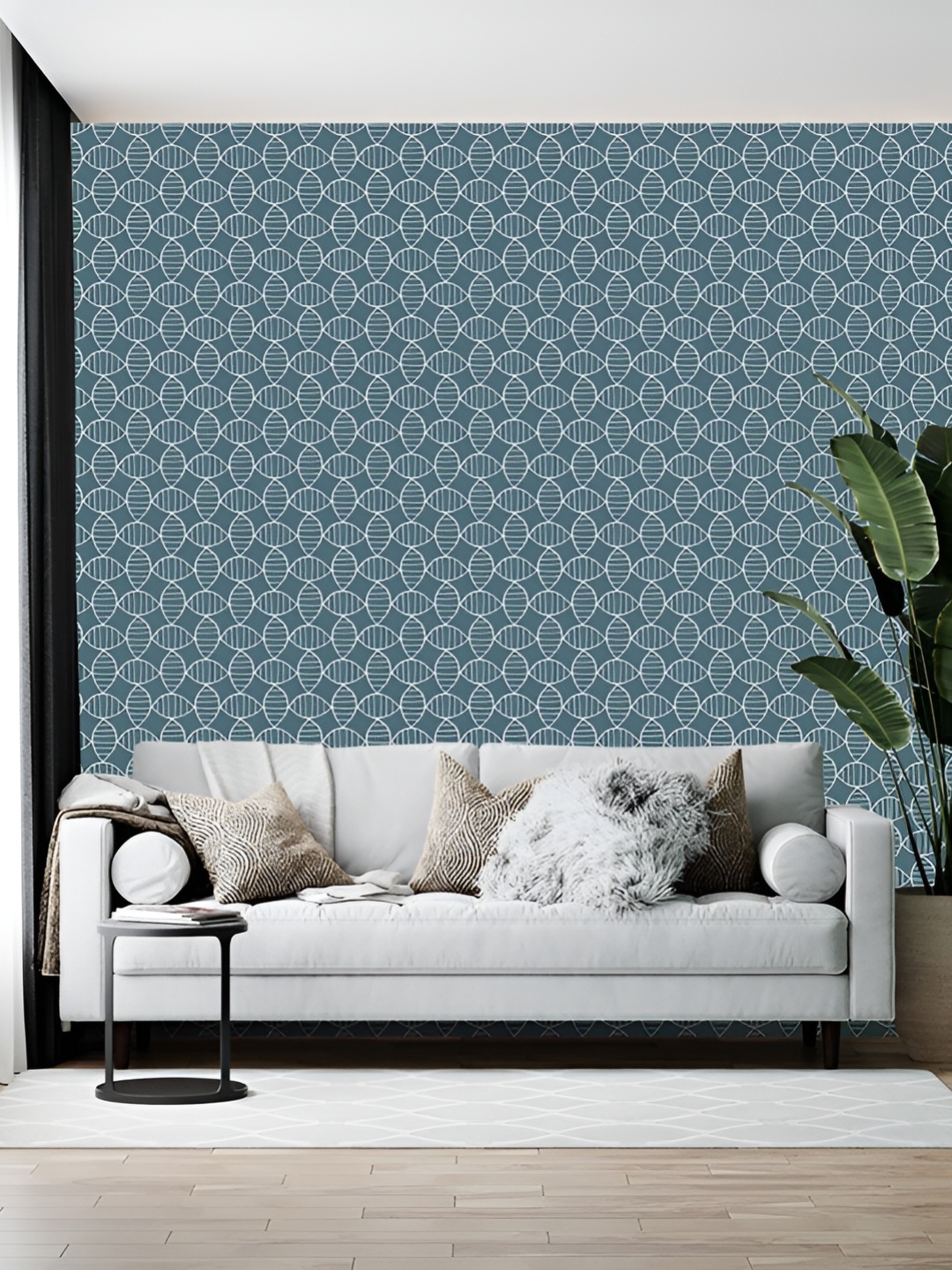 

British Terminal White & Blue Geometric Printed Self-Adhesive Wallpaper