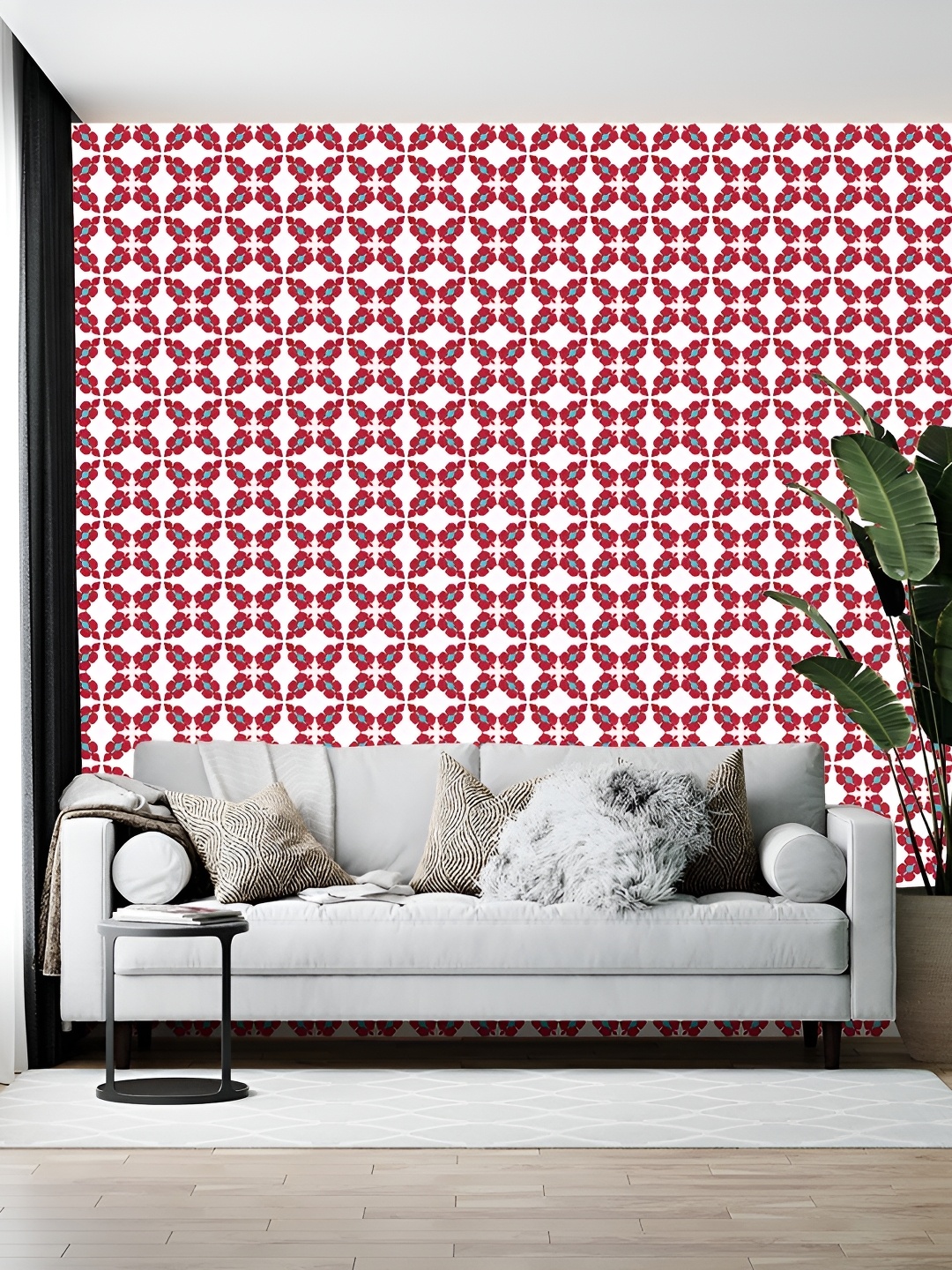 

British Terminal White & Red Printed Self-Adhesive Wallpaper